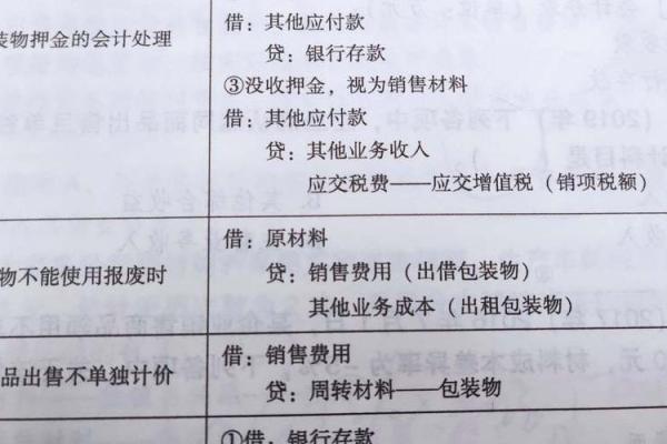 收回预付包装物押金会计分录