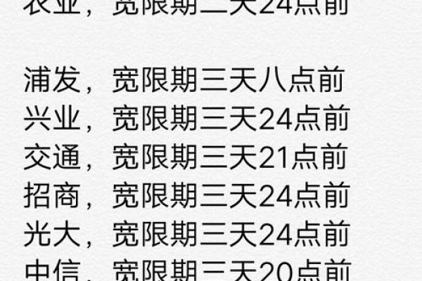 中信银行信用卡宽限期几天
